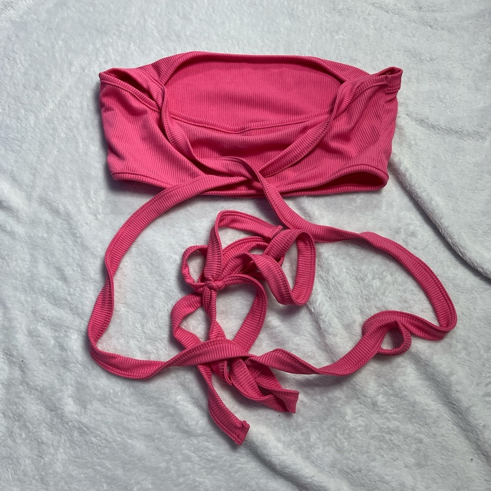 Pink Ribbed Bikini Top - Picture 2 of 2